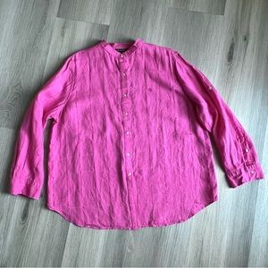 Linen 2X LAUREN Ralph Lauren Shirt Blouse Fuchsia Pink